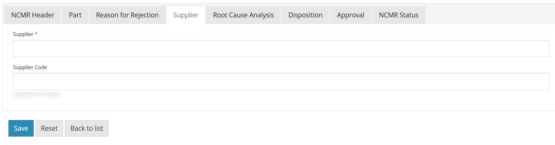 NS-NCMR Supplier Tab