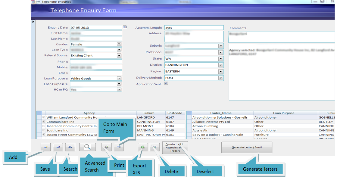 Telephone Enquiry Form