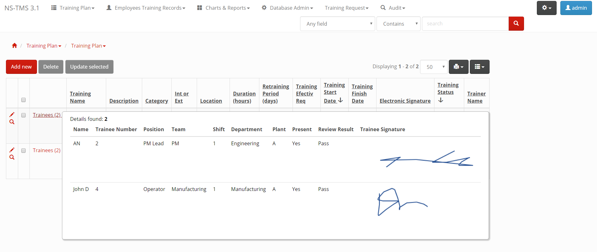 NS-TMS Training Plan