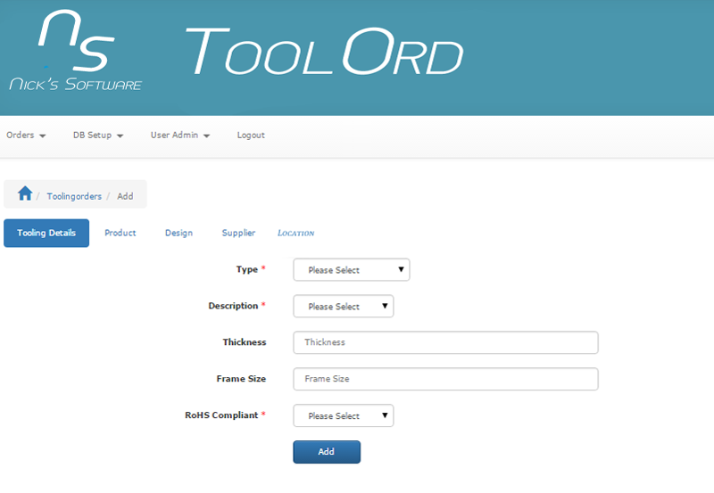 ToolOrd - Add New Order